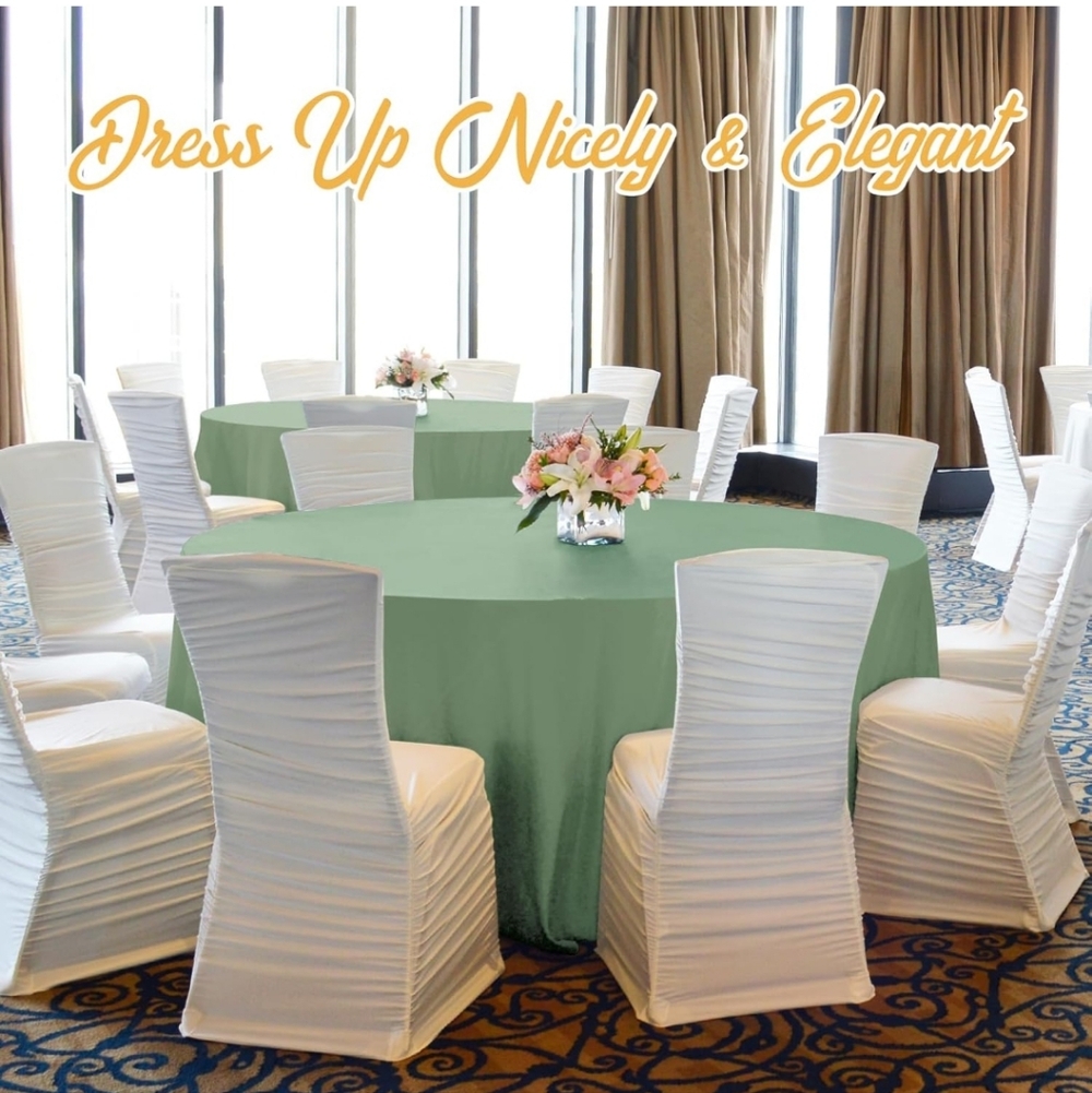 BRILLMAX 4 Pack Sage Green Round Tablecloths 120 Inch for 60” Tables - 150 GSM P